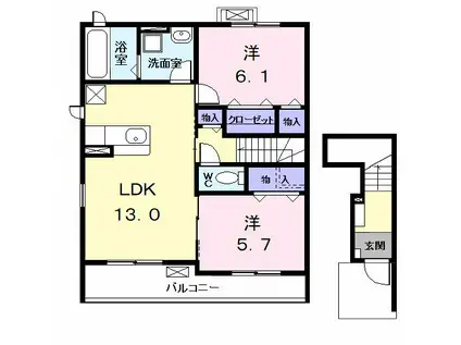 LE REVE(2LDK/2階)の間取り写真