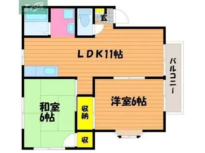 コーポラス武田 B棟(2LDK/1階)の間取り写真