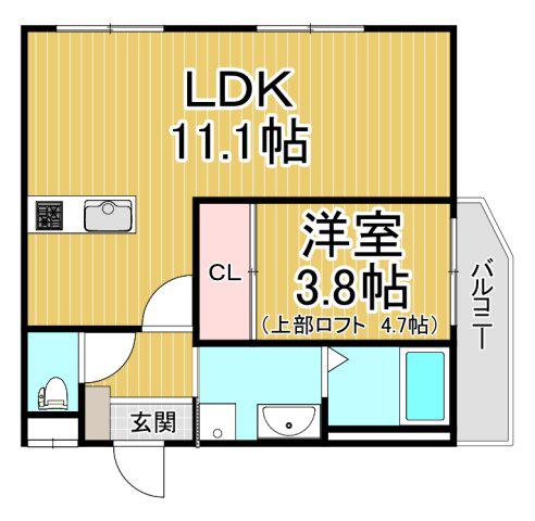 MICAELENOKURAKUEN(1LDK/1階)の間取り写真