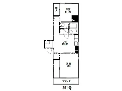 明和マンション(2DK/3階)の間取り写真