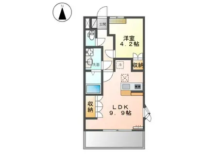 ファインパストラルII(1LDK/1階)の間取り写真