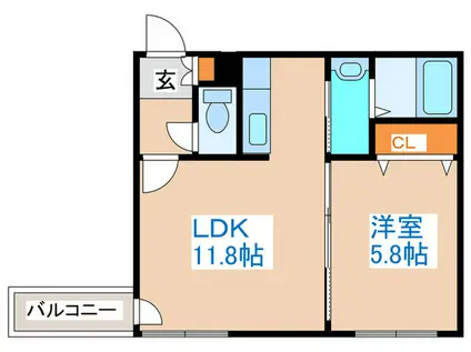 VIERGE北8条(1LDK/4階)の間取り写真