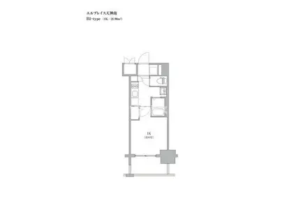 エルプレイス天神南(1K/2階)の間取り写真