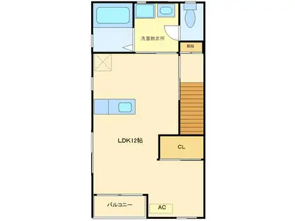 ルオーゴ(ワンルーム/2階)の間取り写真