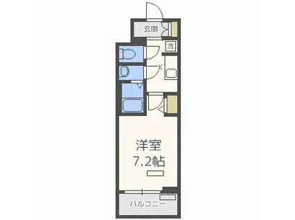 プレサンス北浜レガーロ(1K/6階)の間取り写真