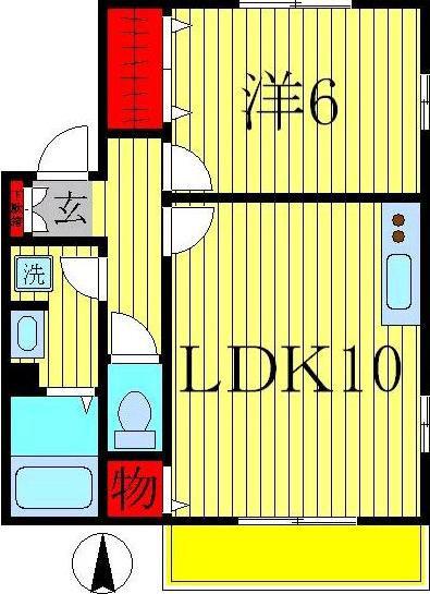 コーポシュウ(1LDK/2階)の間取り写真