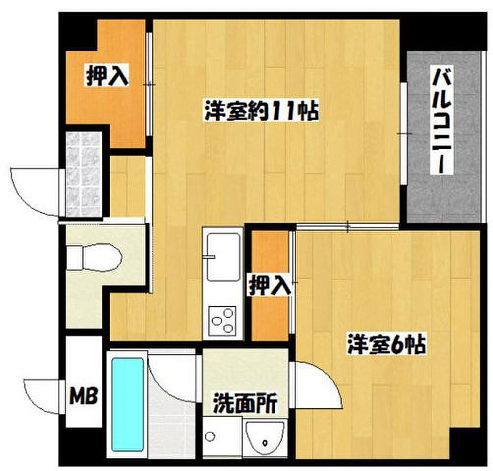 スカル梅満(1LDK/7階)の間取り写真