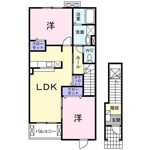 アルベロ(2LDK/2階)の間取り写真