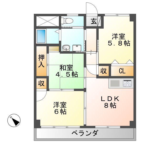 グランデ21(3LDK/3階)の間取り写真