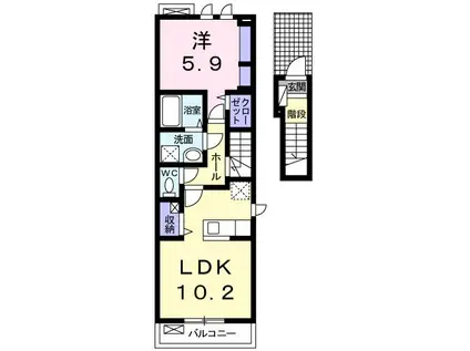 ベルメゾン・TK(1LDK/2階)の間取り写真
