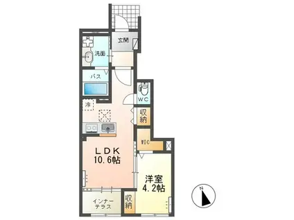 シェーンハイムB(1LDK/1階)の間取り写真