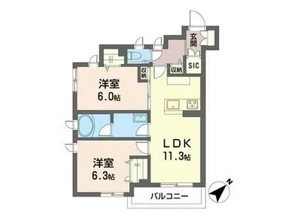 アリコルージュ(2LDK/3階)の間取り写真