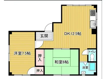 野坂ハイツ(2LDK/4階)の間取り写真