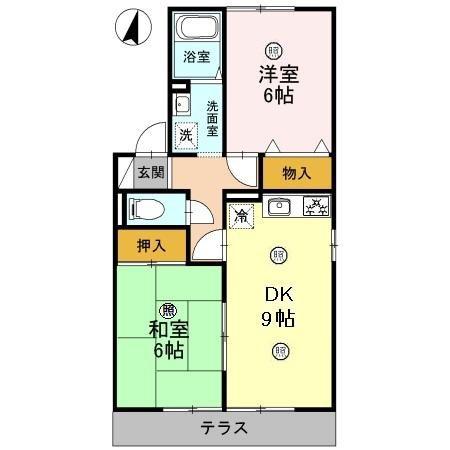 シャトーKANAHO(2DK/1階)の間取り写真