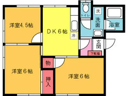 HOUSE陽ざし野I(3DK/1階)の間取り写真