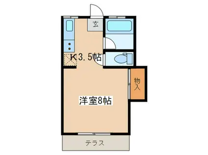 フライングエース(1K/1階)の間取り写真