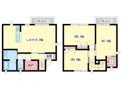 グレイスコート・香芝D棟(3LDK/1階)の間取り写真