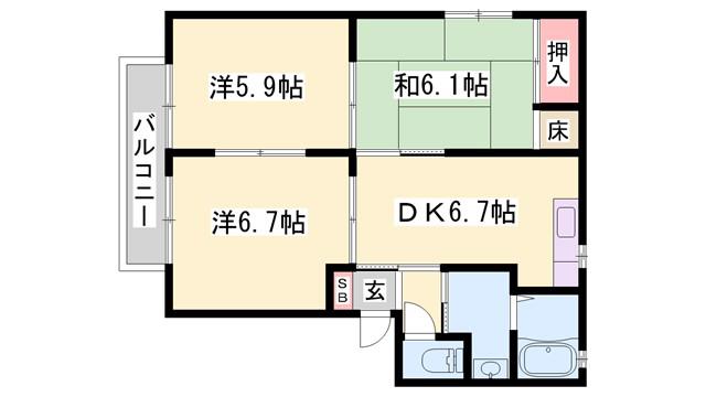 サンコーポ(3DK/2階)の間取り写真