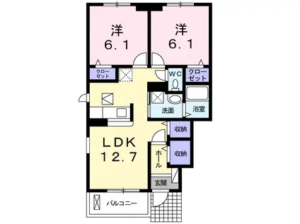 セレーノ光I(2LDK/1階)の間取り写真
