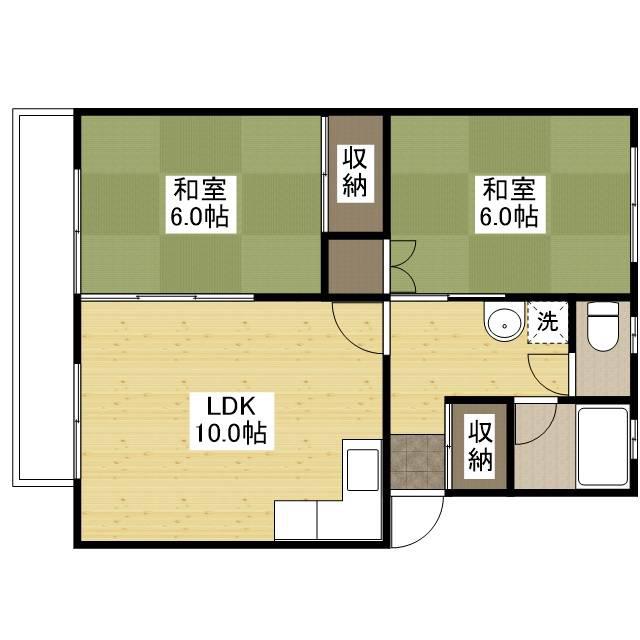 新涯マンション B棟(2LDK/3階)の間取り写真