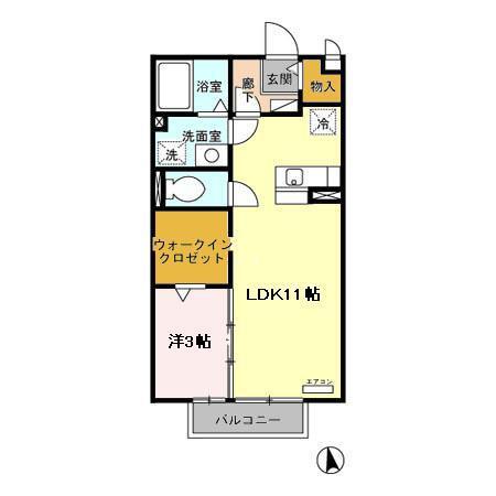 ヴィラソレイユ(1LDK/1階)の間取り写真