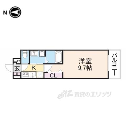 近鉄京都線 上鳥羽口駅 徒歩21分 3階建 築4年(1K/1階)の間取り写真