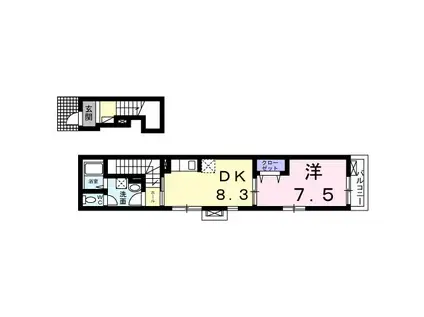 ル ボア ダキ(1LDK/2階)の間取り写真