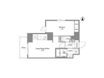 ウエリスアーバン住吉イースト(1LDK/3階)の間取り写真