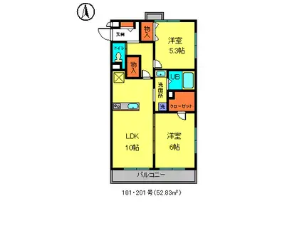 REVAGE・MORI七番館(2LDK/1階)の間取り写真