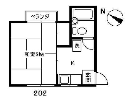 かえで荘(1K/2階)の間取り写真