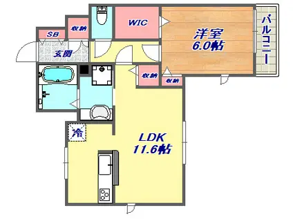ボヌール本山中町(1LDK/3階)の間取り写真