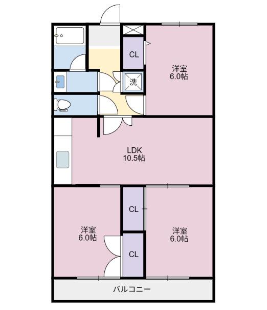 カサコモダPART5(3LDK/2階)の間取り写真