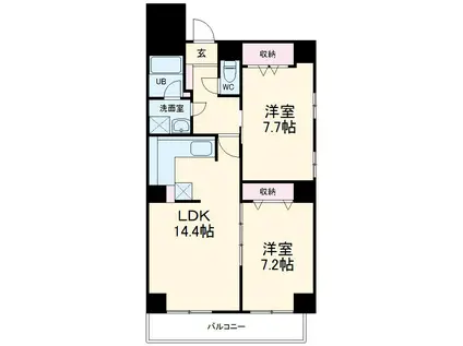 エトワール大高(2LDK/4階)の間取り写真