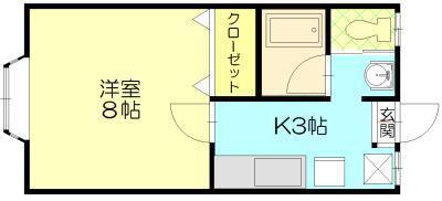 ニュータウンカワサキ(1K/2階)の間取り写真