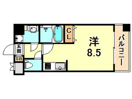 ラウル六甲道(ワンルーム/2階)の間取り写真