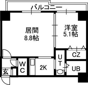 WILL DO北24条(1LDK/9階)の間取り写真