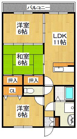 花水木 KI(3LDK/2階)の間取り写真