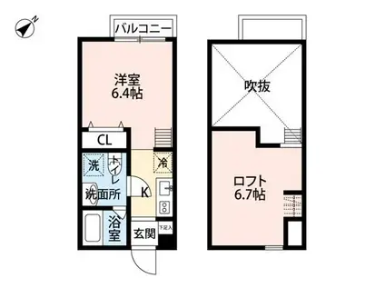 ツリーフィールド相模原(ワンルーム/2階)の間取り写真