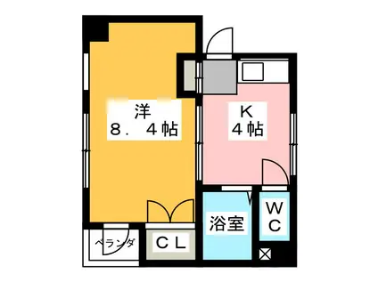 クリスタルライン(1K/3階)の間取り写真