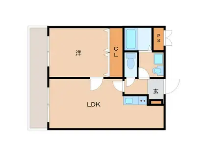 ラオルテンシア(1LDK/3階)の間取り写真