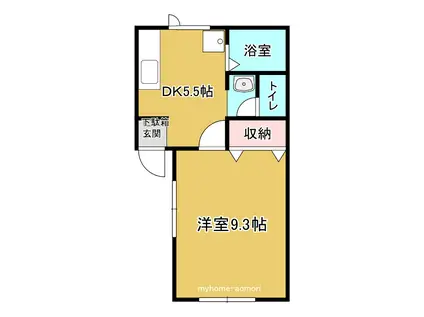 メゾン・セラフィックII(1DK/2階)の間取り写真