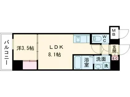 LIVIAZ KOBE LAMER(1LDK/1階)の間取り写真