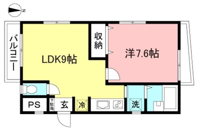 ベルメゾン(1LDK/2階)の間取り写真