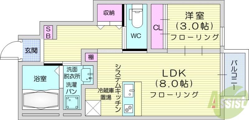 BAU・FB(1LDK/1階)の間取り写真