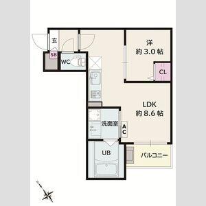 JACK KOYOIII(1LDK/1階)の間取り写真