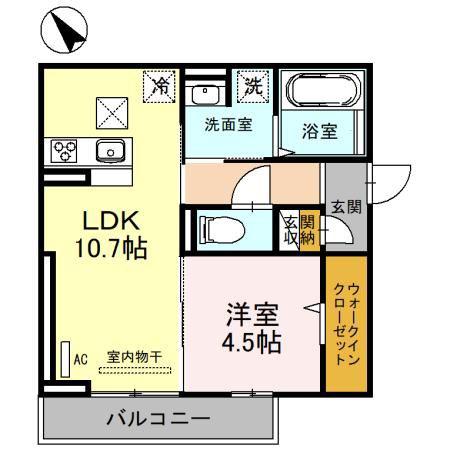 TKK万代(1LDK/1階)の間取り写真