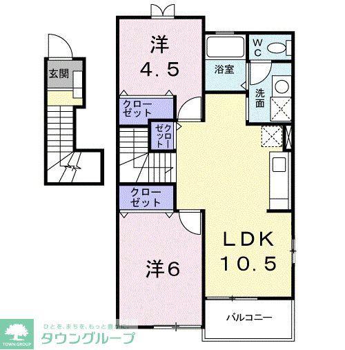 ガーデン・ヴィラ(2LDK/2階)の間取り写真