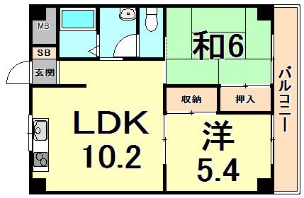 メゾンファミーユ(2LDK/3階)の間取り写真