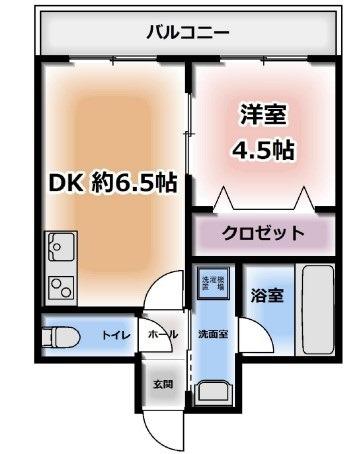 ファイブコート宿院(1DK/3階)の間取り写真