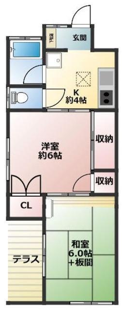 フジコーポ(2K/1階)の間取り写真